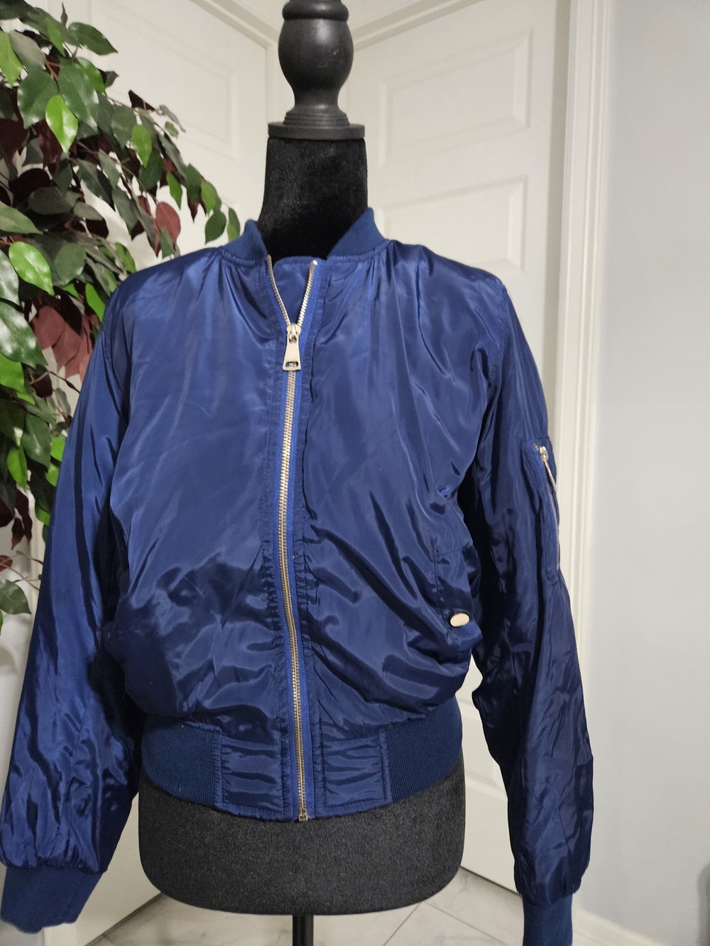 365 Classic Navy Bomber Jacket - Women's Lightweight Zip-Up